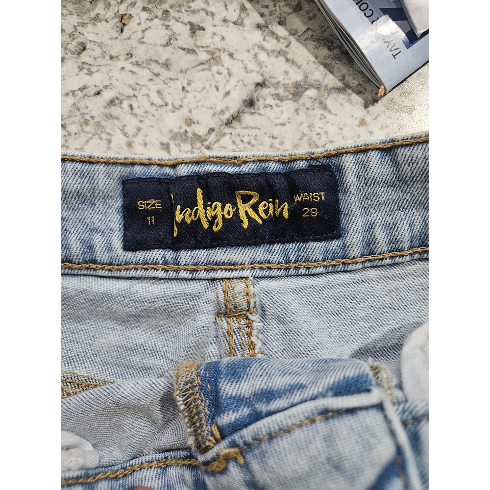 Indigo Rein Distressed Acid Wash Denim Cutoff Shorts Womens Size 11 Waist 29